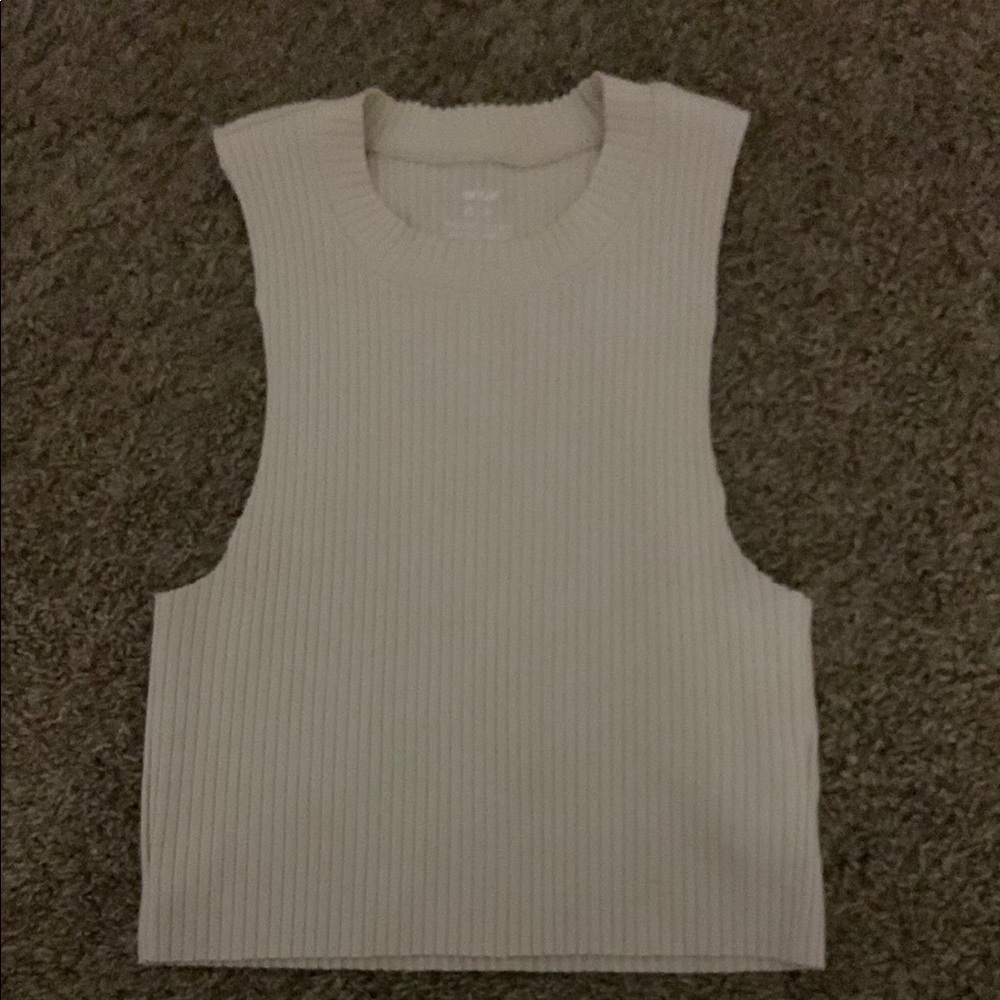 Arie Cream Ribbed Muscle Tee